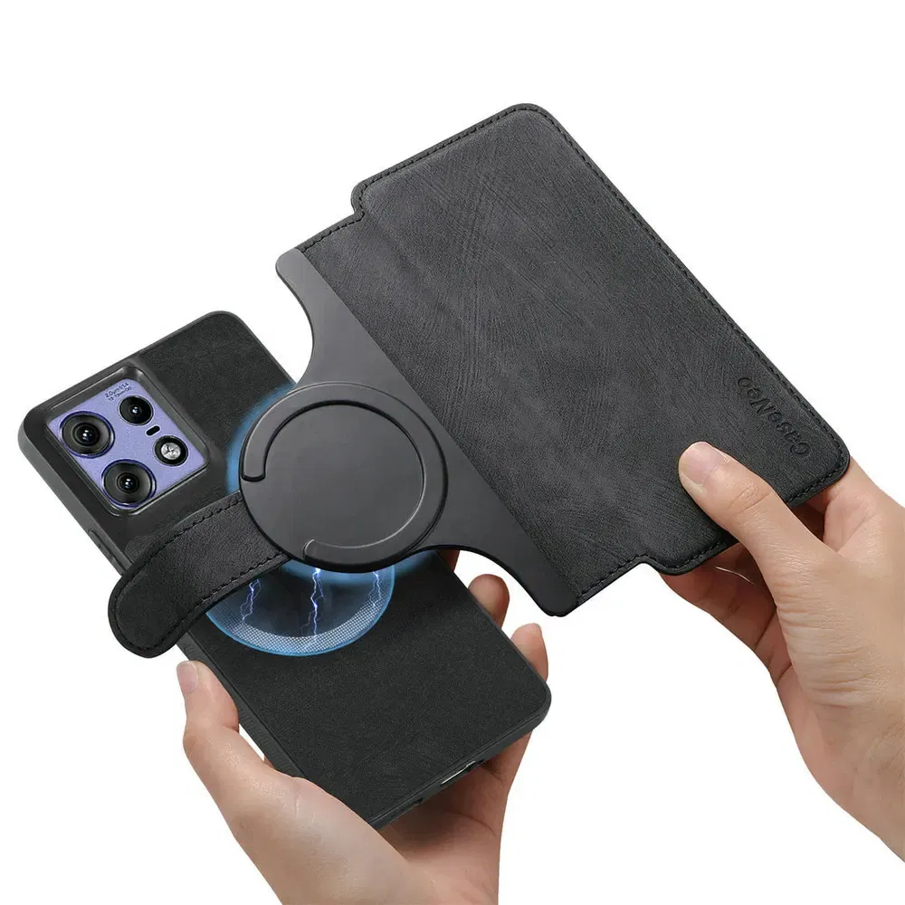 Color: black, Material: PE - Edge 50 60 Fusion 5G Flip Case For Motorola Edge 60 Pro 2In1 Detachable Leather Wallet Funda Moto Edge 50 Neo 60 Pro S50 Cover