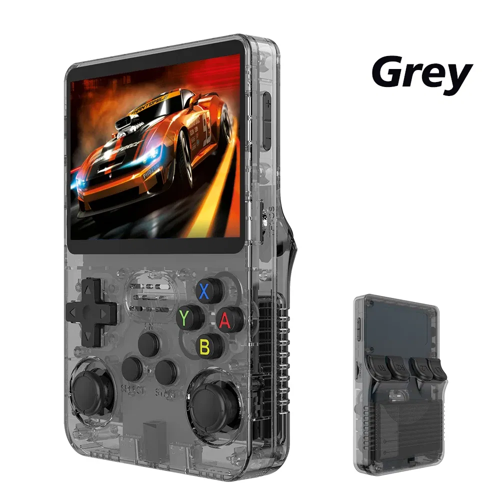 Color: Black - R36S Retro Handheld Video Game Console Linux System 3.5 Inch IPS Screen Portable Pocket Video Player 64GB RG35S Plus