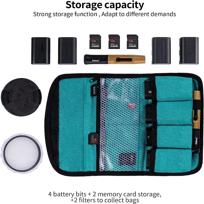Color: black - Selens Multifunction Waterproof DSLR Camera Battery Storage Pouch Camera Battery Tool Case Photography Accessories