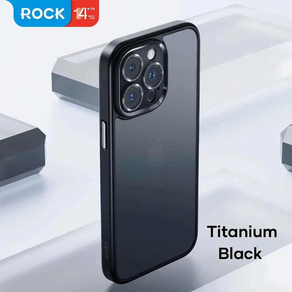 Color: WHITE, Material: Aluminum - ROCK Translucent Case for iPhone 15 Pro Max Cover 2023 Anti-knock Matte TPU Bumper Case for iPhone 15 Pro 15 Plus PC Back Cover