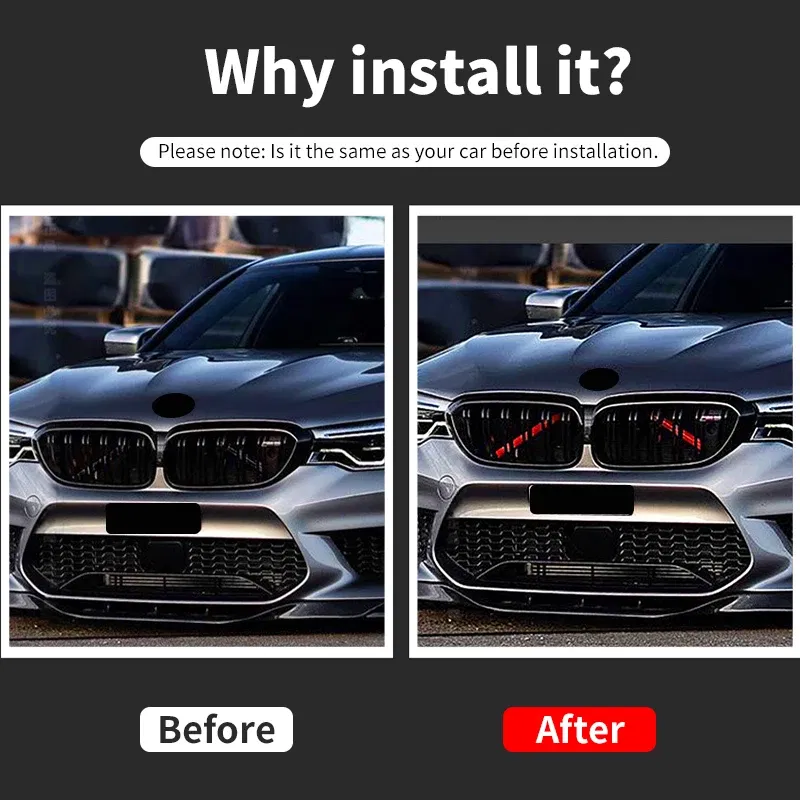 Color Name: GRAY - For BMW 5 6 7 Series F10 F11 F12 F13 F18 F01 F02 F03 F04 F06 F07 X1 F48 X2 F39 Car Front Grille Trim Strips Cover Accessories