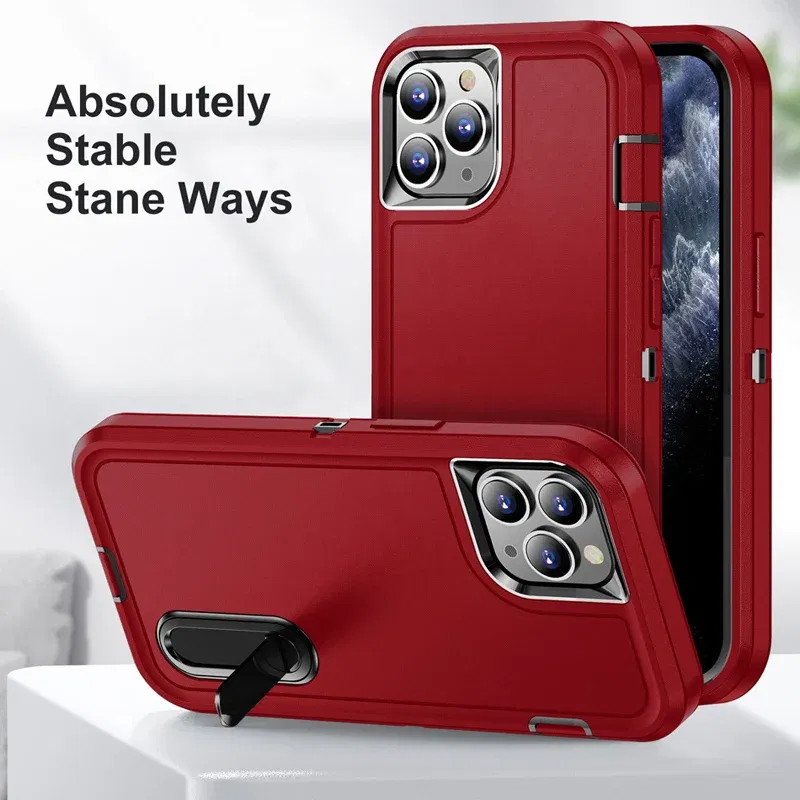 Color: Blue, Material: PP - PKCASE Shockproof Case For iPhone 13 Mini 12 11 Pro Max 6 7 8 Plus Bracket Protective Cover For iPhone X XS XR SE 2020 2022