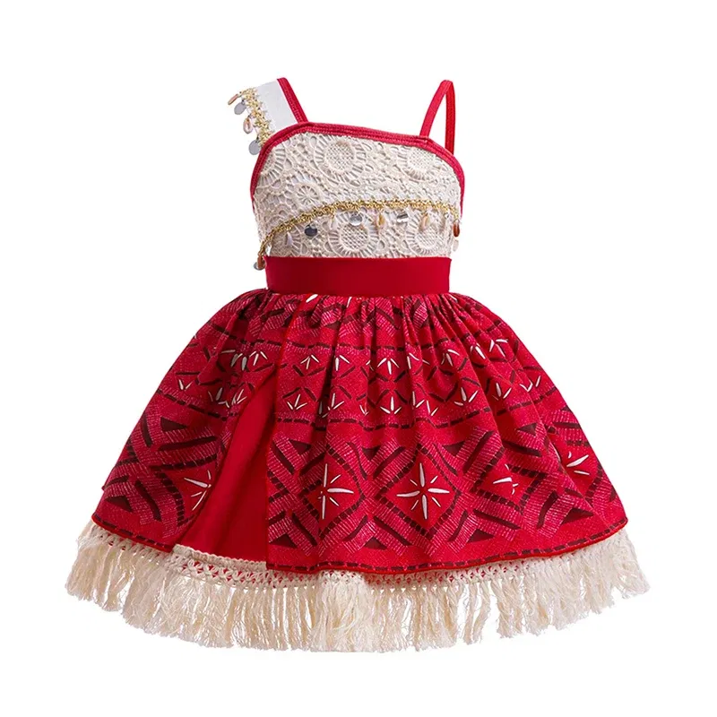 Color: army green, Kid Size: 11 - Disney New Moana Dress Costumes Kids Girl Cosplay Toddler Movie Ocean Adventure Infant Frock Halloween Party With Chick Clothes