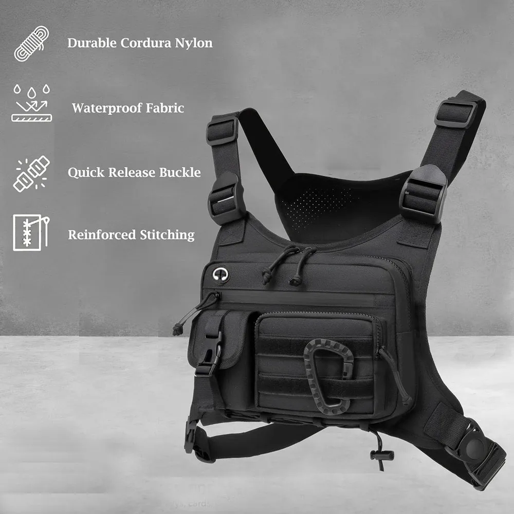 Color: Beige - Outdoor Tactical Chest Bag Men's Vest EDC Waterproof Anti-Theft Chest Pack for Cycling Bags Running Front Chest Bag