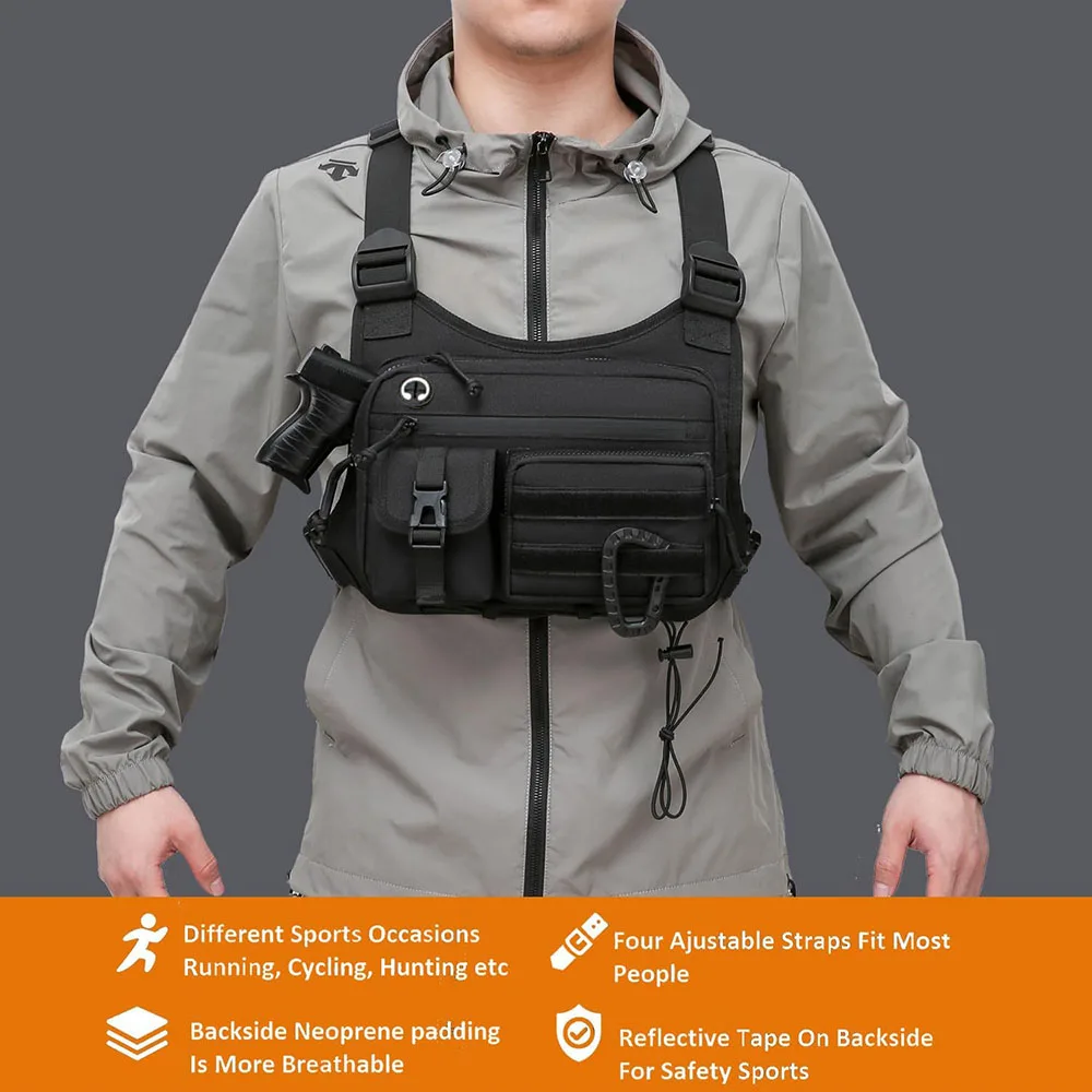 Color: Beige - Outdoor Tactical Chest Bag Men's Vest EDC Waterproof Anti-Theft Chest Pack for Cycling Bags Running Front Chest Bag
