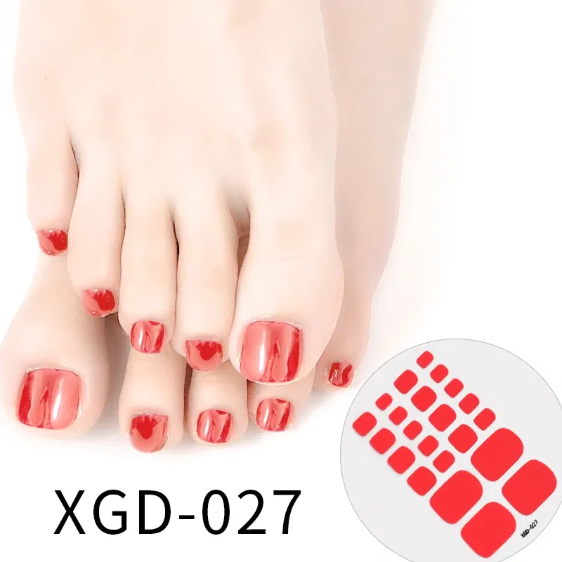 Color: Yellow - 1Pcs Nail Stickers Toe Nail Wrap Nail Art Full Cover Sticker Fashion Designs Sticker Summer Beach Holiday Style Pedicure