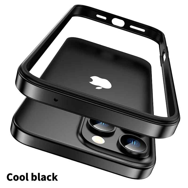 Color: Blue, Material: ABS - Titanium Metal Frame Bumper Shockproof Case for IPhone 16 15 Pro Max Plus 5G for Apple Solid Colour Protection Phone Cover