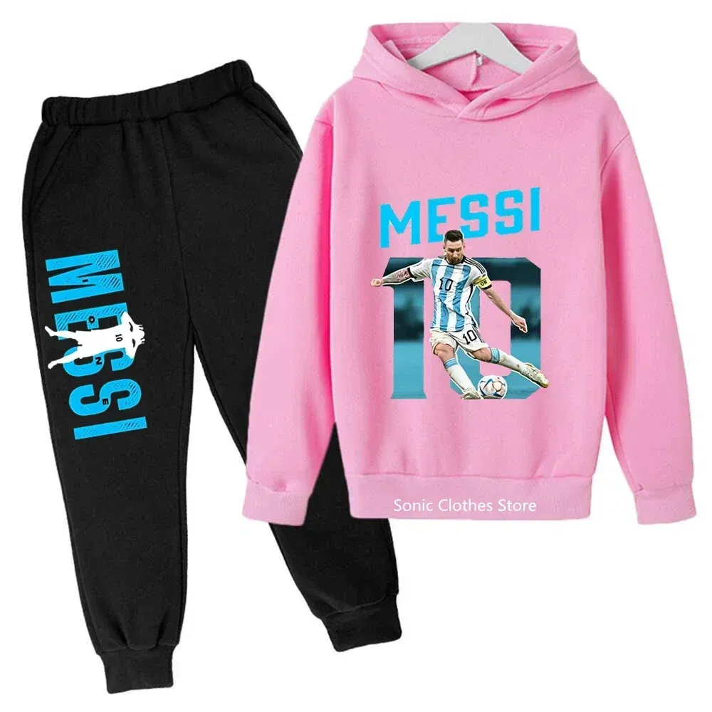 Color: Brown, Kid Size: 3T - messi avatar printed children's clothing children's autumn and winter hoodies pants 2-piece casual boys and girls suits