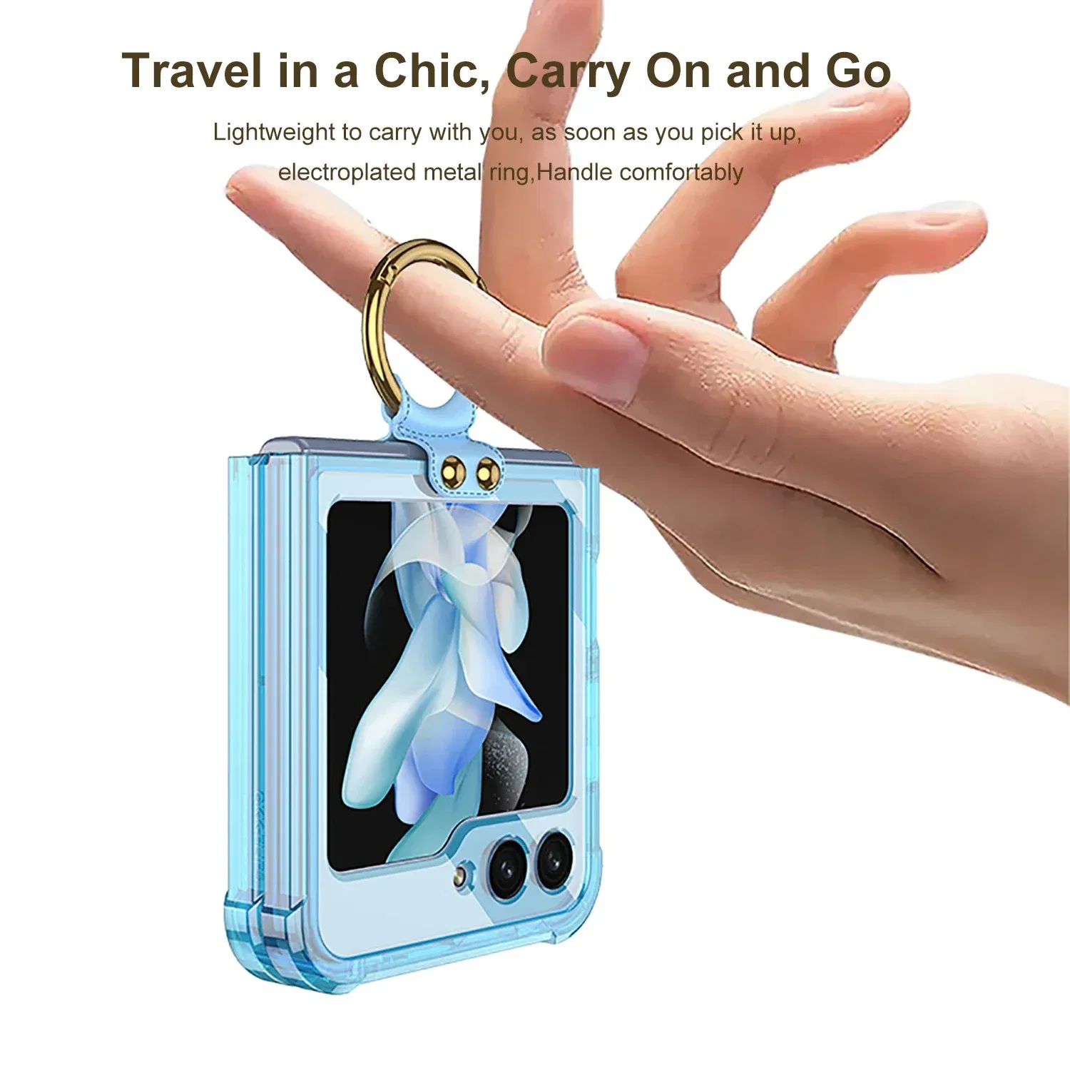 Material: Aluminum, Color: Clear - Transparent Electroplated Airbag Ring Phone Case for Samsung Galaxy Z Flip 5 4 3 5G Flip5 Flip4 Flip3 5G Stand Shockproof Cover