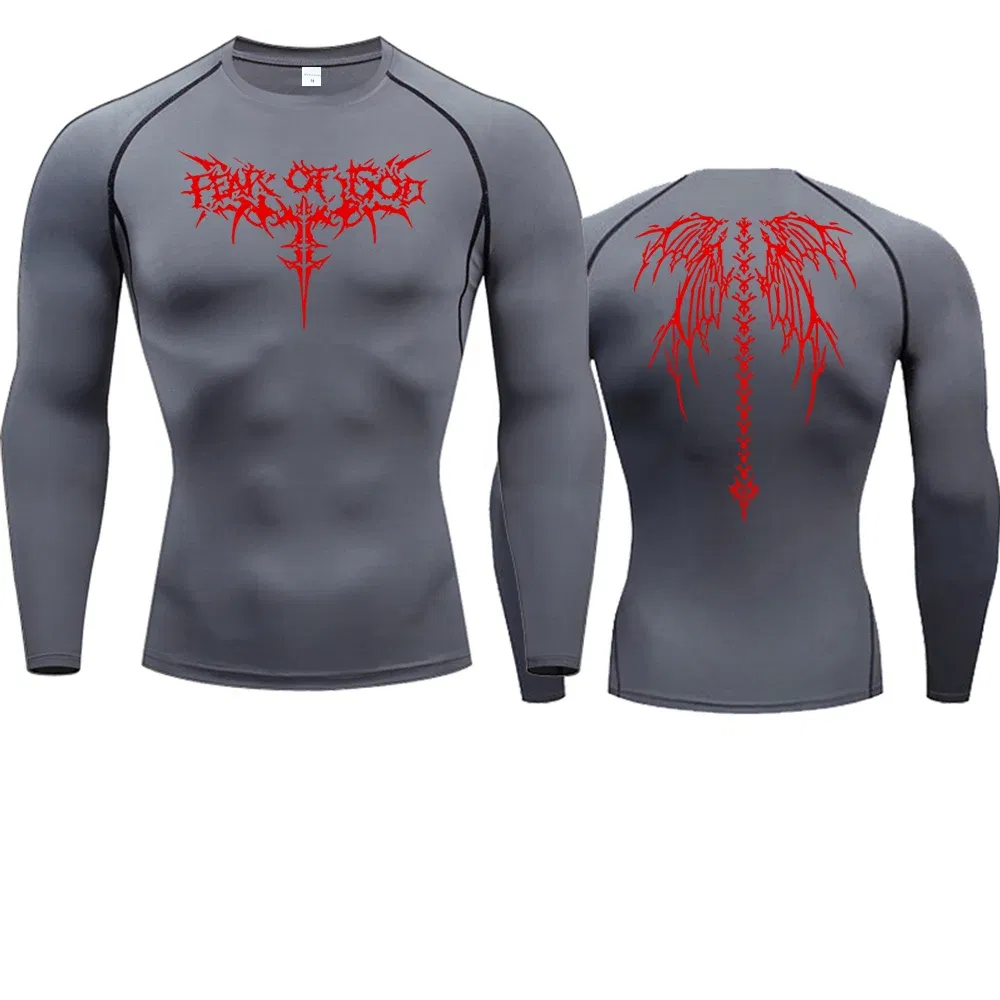 Color: MULTI, Size: XL - Men's Compression Shirt Anime Print Gym Sport Quick Dry Gym TShirts Fitness Athletic Undershirts Elasticity Tops Tee Summer Male