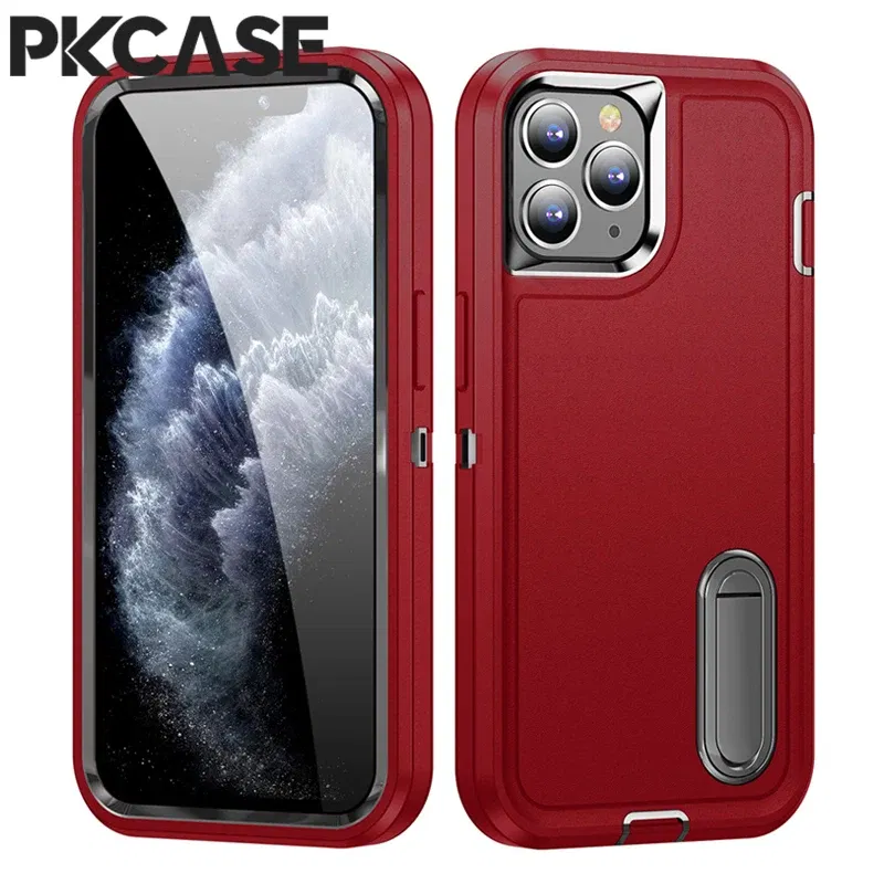 Color: army green, Material: Neoprene - PKCASE Shockproof Case For iPhone 13 Mini 12 11 Pro Max 6 7 8 Plus Bracket Protective Cover For iPhone X XS XR SE 2020 2022
