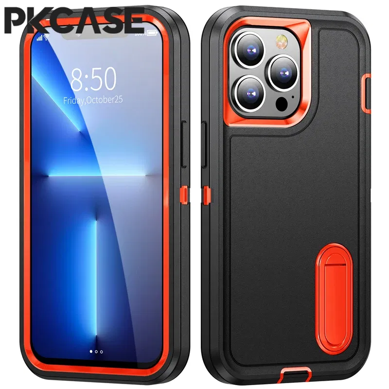 Color: army green, Material: Neoprene - PKCASE Shockproof Case For iPhone 13 Mini 12 11 Pro Max 6 7 8 Plus Bracket Protective Cover For iPhone X XS XR SE 2020 2022