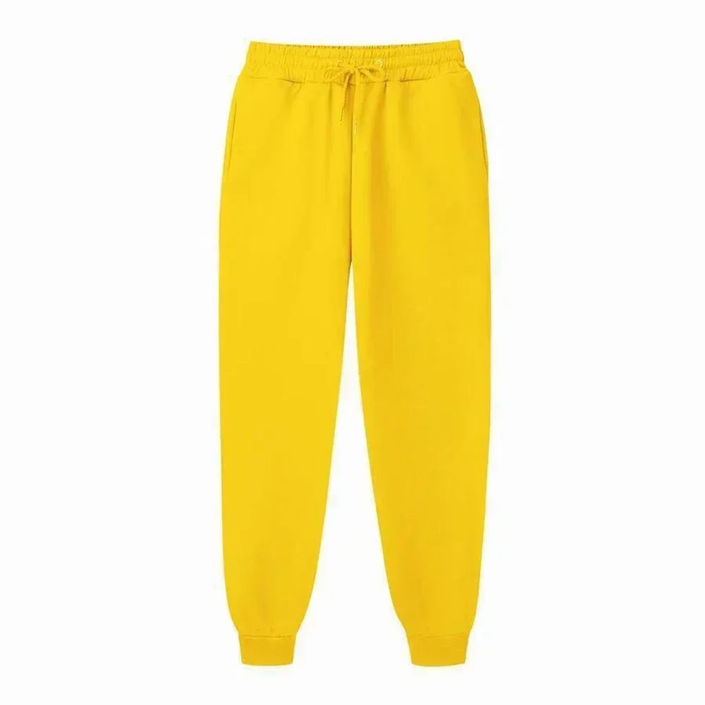 Color: Gold, Size: XXL - Men's Casual Sweatpants Fleece Sports Pants Unisex Fashion Solid Loose Trousers Streetwear Autumn Winter Jogging Fitness Pants