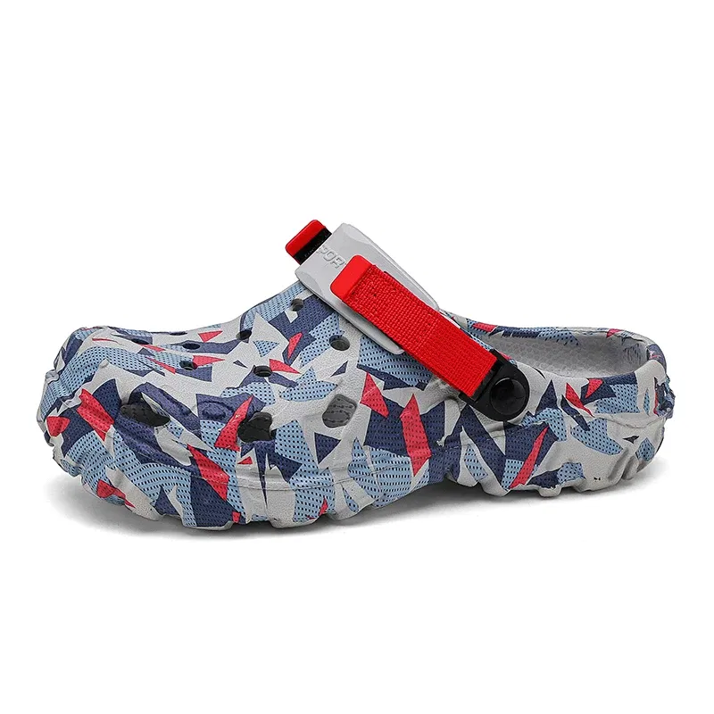 Color: Orange, Shoe Size: 42 - Men Summer Slippers Thick Sole Mens Clogs Sandals Hollow Breathable Flip Flops Sandals Shoes Fashion Beach Slippers