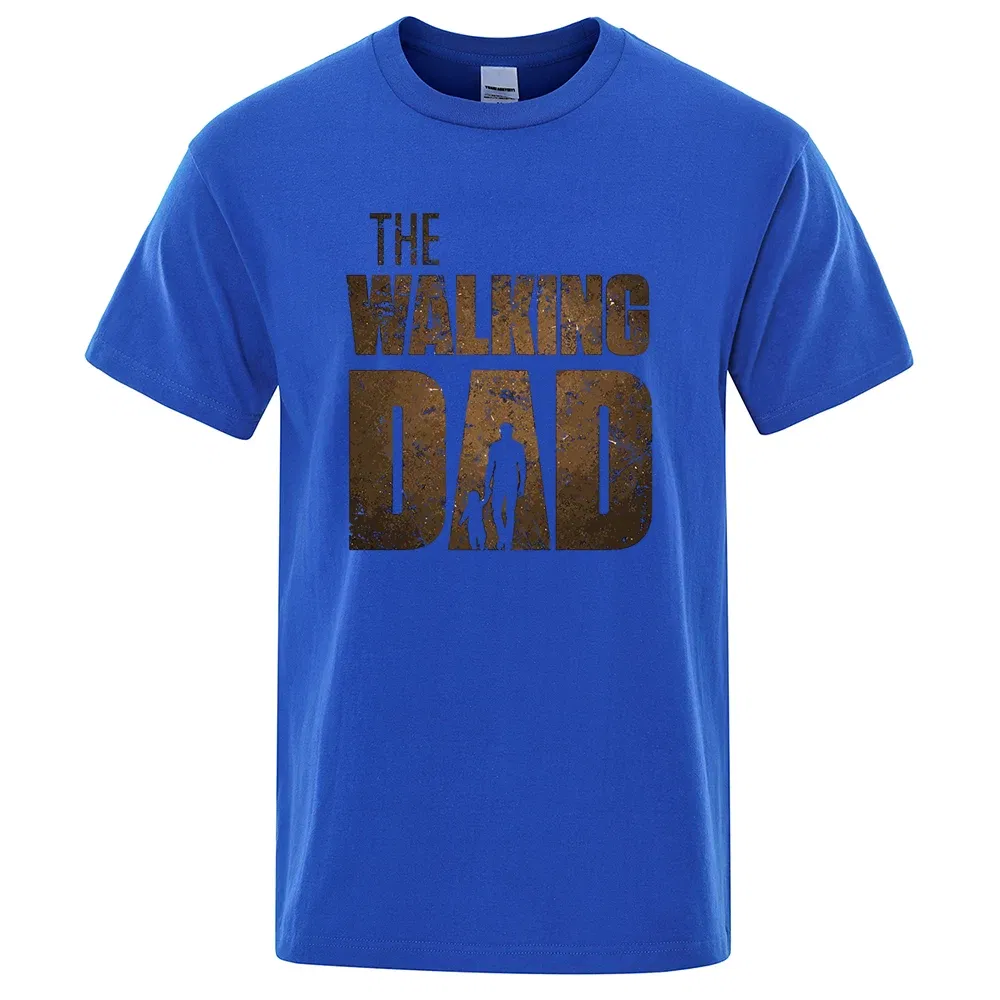 Color: Navy Blue, Size: XXXL - The Walking Dad Funny Street Printed T-Shirts Men Fashion Summer Tshirt Loose Oversized Cotton Short Sleeves Casual Hip Hop Tees