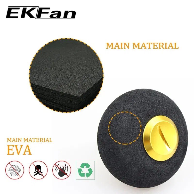 Color: Gold - EKfan 40/50MM  EVA Knobs Fishing Reel Handle For SHI&DAI Spining Baitcast 1000-5000