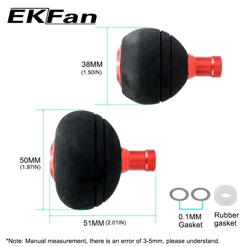 Color: Gold - EKfan 40/50MM  EVA Knobs Fishing Reel Handle For SHI&DAI Spining Baitcast 1000-5000