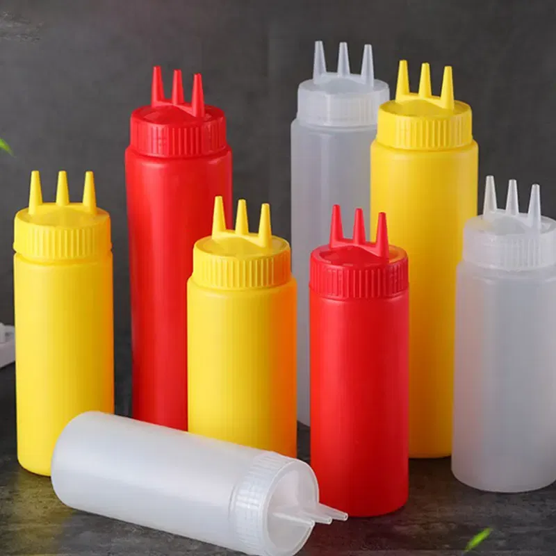 Color: Dull - 3 Holes 800ML Twist Cap Squeeze Bottle Food Grade Plastic Ketchup Mustard Mayo Sauces Olive Oil Bottles Kitchen Gadgets #1