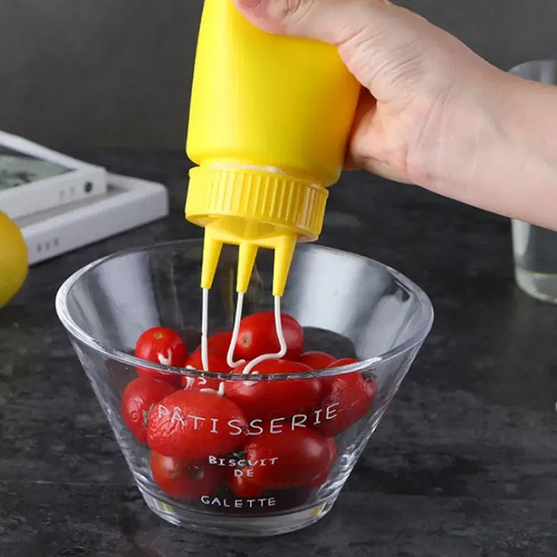 Color: Dull - 3 Holes 800ML Twist Cap Squeeze Bottle Food Grade Plastic Ketchup Mustard Mayo Sauces Olive Oil Bottles Kitchen Gadgets #1
