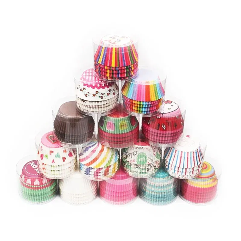 Color: Chocolate - 100pcs Cake Muffin Cupcake Paper Cups Cake Box Cupcakes Liner Mold Kitchen Baking Accessories Cake Mold Cooking Tools