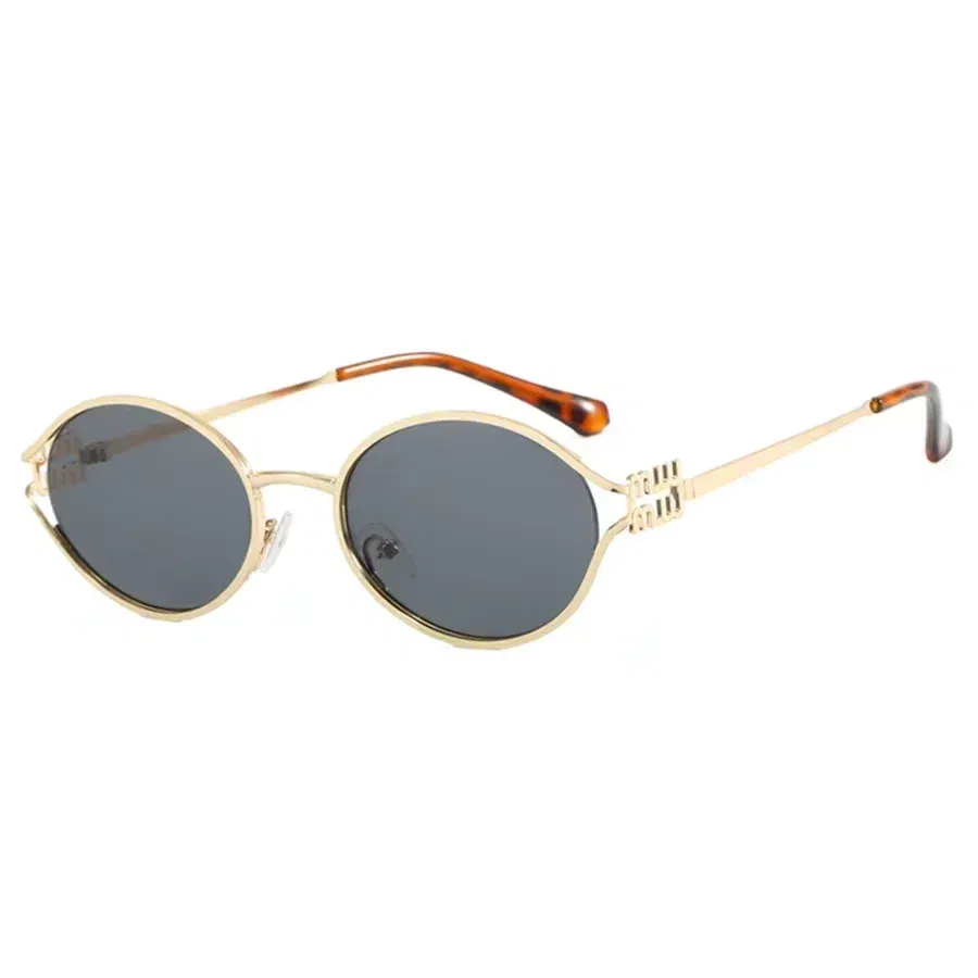 Lenses Color: PURPLE - Luxury Brand Designer Oval Sunglasses For Women Sexy Metal Frame Small Round Sun Glasses Ladies Stylish Eyewear Shades UV400