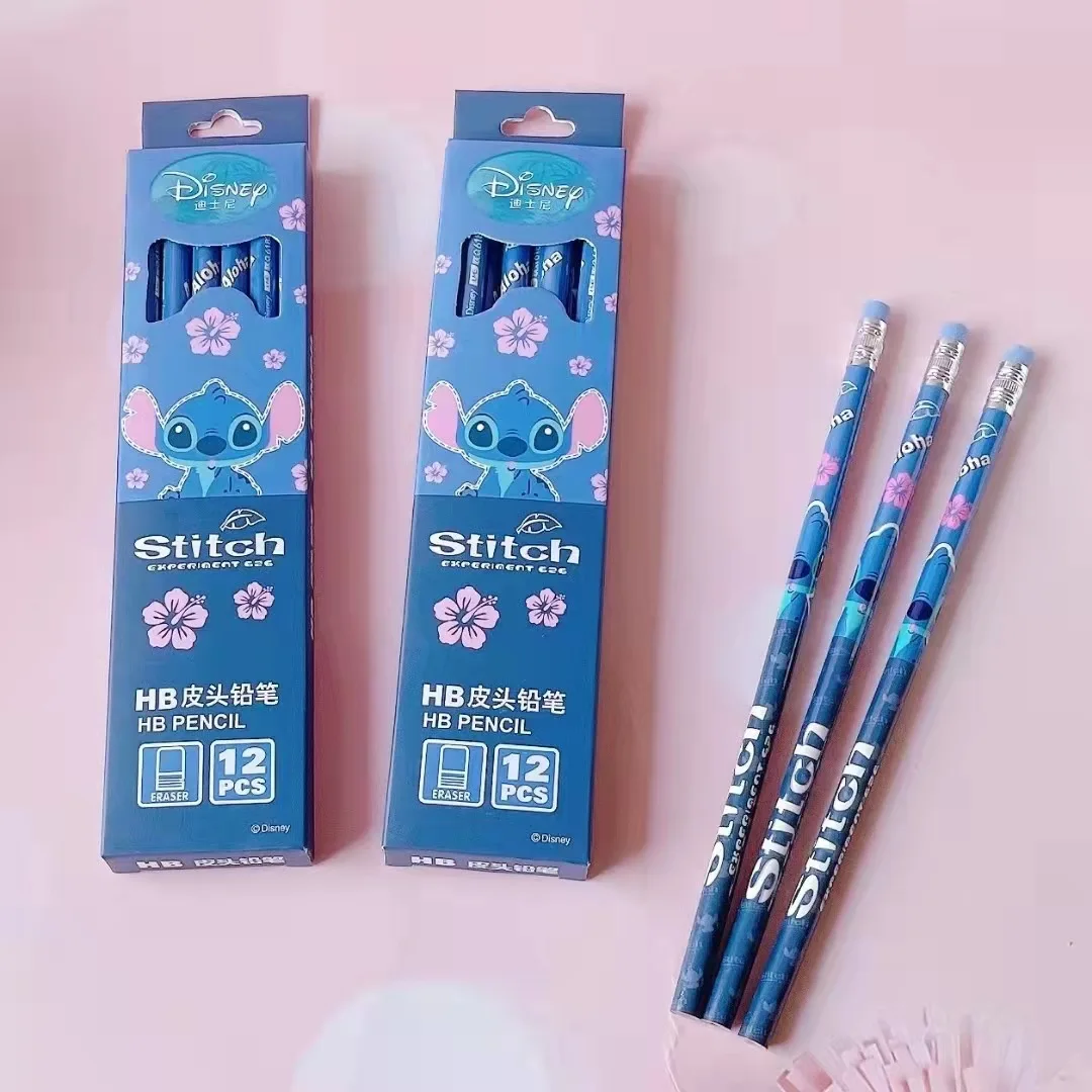 Color: GRAY - Disney Stitch Pencil Cute Cartoon Action Anime Figures Minnie Mickey Winnie The Pooh Belle Alice Pencil Cartoon Childrens Gifts