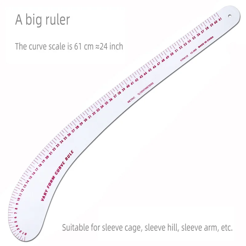 Color: Mixed Color - Empire sewing ruler and French curve, used for pattern making drafting, transparent plastic fashion designer ruler pieces assemb
