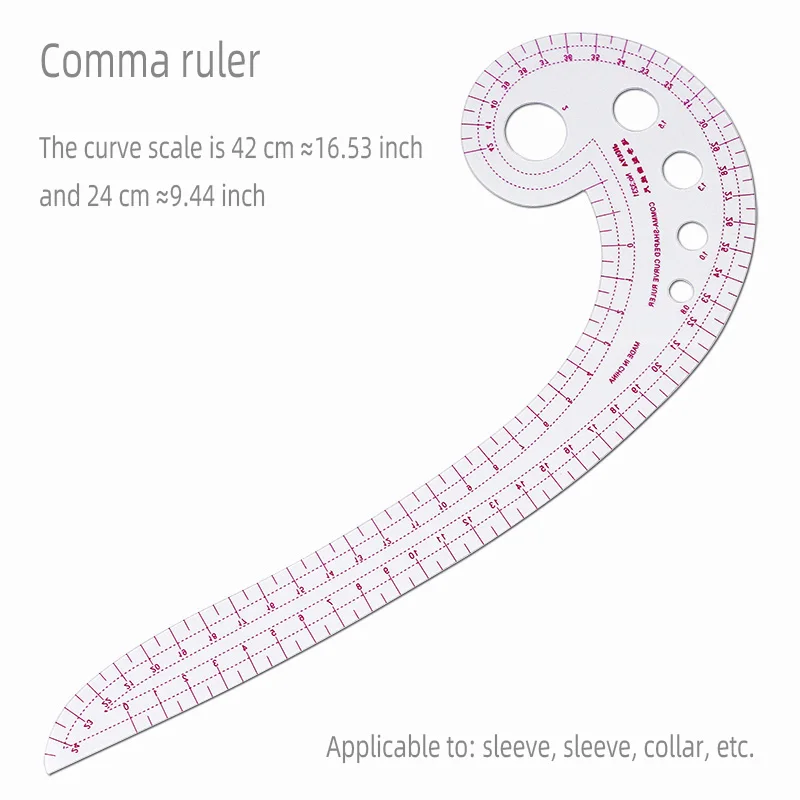 Color: Mixed Color - Empire sewing ruler and French curve, used for pattern making drafting, transparent plastic fashion designer ruler pieces assemb