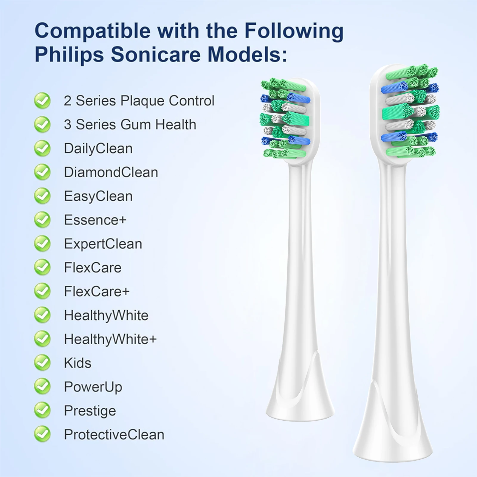 Color: Ivory - Replacement Toothbrush Heads Compatible with Philips Sonicare Optimal Plaque Control HX9023/65 HX9044 HX9054 Electric Brush Head