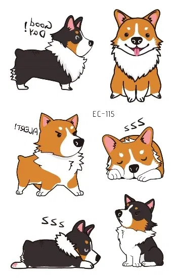 Color: VIOLET/?«?—?…° - Cartoon Animal Waterproof Temporary Tattoo Cute Pet Cats and Dogs Tattoo Stickers Children Boy Girl Fake Body Art Flash Tatoo