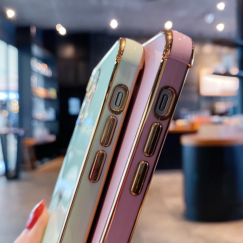Color: MULTI, Ships From: CN, Material: Microfiber - Electroplating Side Love Heart Phone Case For IPhone 16 15 14 13 12 11 Pro Max XR 8 Plus SE2/SE3 Shockproof Back Cover