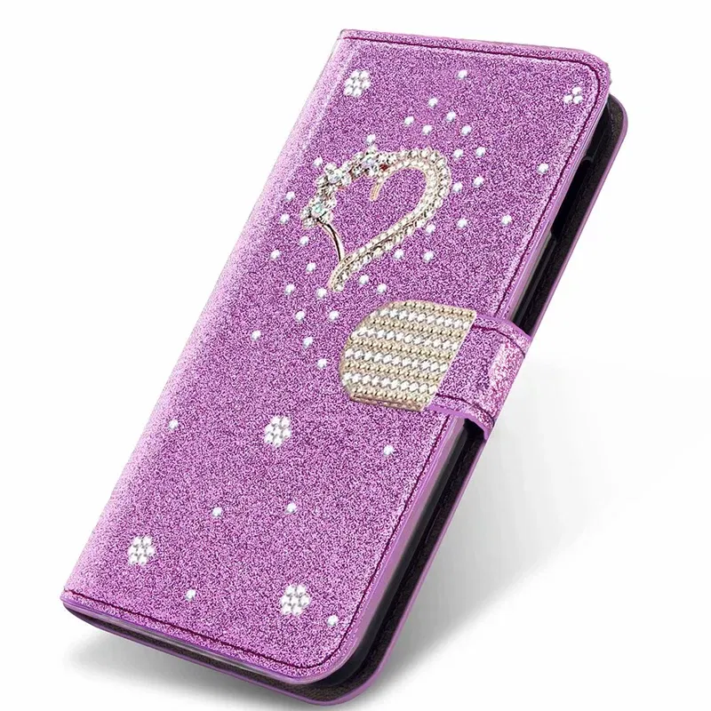 Color: Rose, Material: PE - Glitter Wallet Leather Case For Samsung Galaxy S25 FE S24 Ultra S23 Plus S22 S21 A35 A36 A56 A55 A13 A14 A15 A16 A26 A34 A33 A54