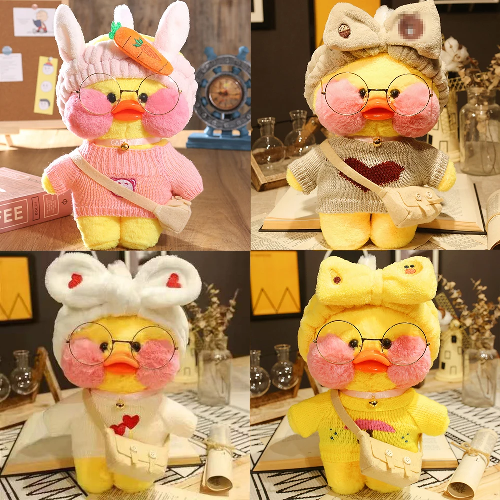 Color: Clear, Height: 11cm-30cm - 30cm Kawaii Lalafanfan Duck Plush Toy Cartoon Lalafanfan Duck Doll Soft Stuffed Animal Plushie Birthday Gifts For Girl Children