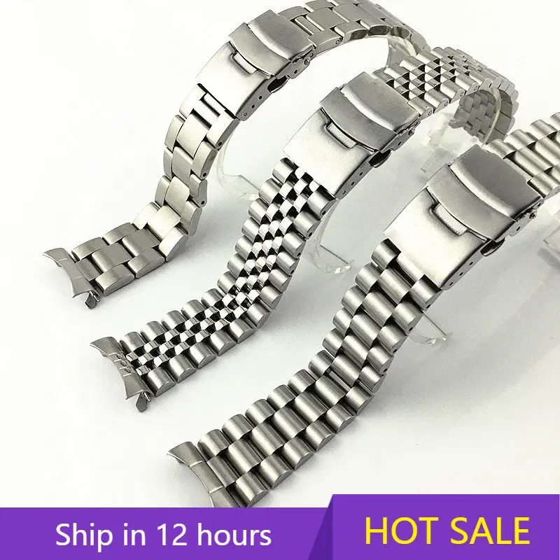Band Color: Red Black, Band Width: 20mm - For Seiko Solid Stainless Steel Band 20mm 22mm Men's Sports Strap Srpd Skx007/Skx009 SRPD63K1 Jubilee Curved End Bracelet