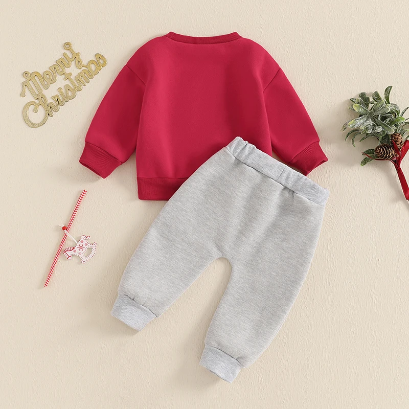 Color: Red, Kid Size: 12M, Ships From: CHINA - 2024-09-12 Lioraitiin Toddler Baby Boys Christmas Outfits Long Sleeve Santa Embroidery Sweatshirt and Pocket Pants Clothes Set