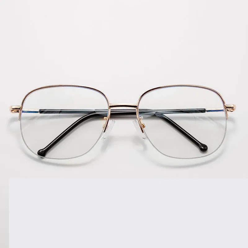 Frame Color: Gold, Eye Prescription: +350 - Smart zoom Multifocal Reading Glasses Men Women Progressive Anti Blue Ray UV Protect Hyperopia Glasses Half Frame Metal Titanium