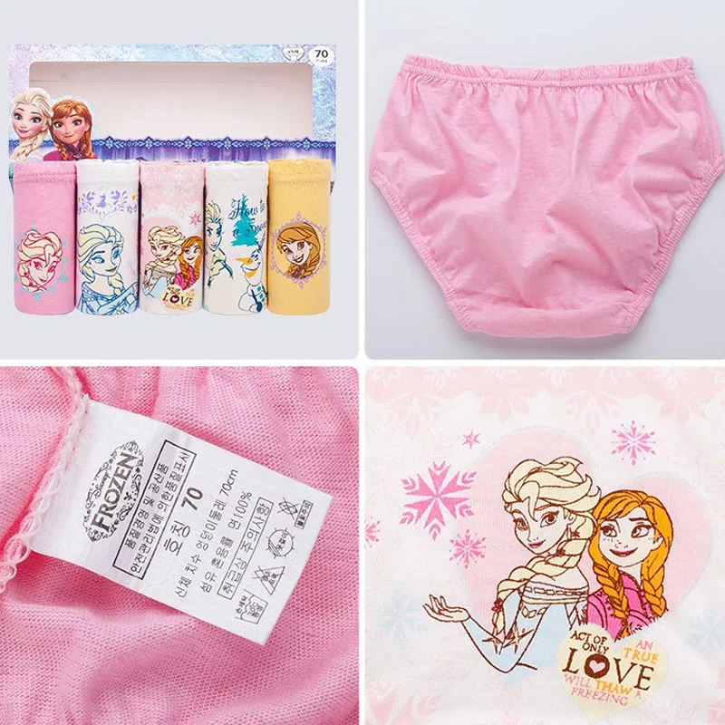 Color: Silver, Kid Size: 2T - 5 Pack Girls Cotton Briefs With Exquisite Box, Queen Elsa Kids Soft Girls Panties, Princess Cartoon Children's Underpants 2-14T