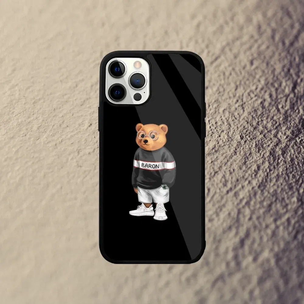 Color: GRAY, Material: ABS - Baron F-Filou Bear Fashion Phone Case For iPhone 15,14,13,12,11,Plus,Pro,Max Mini Magsafe Magnetic Wireless Charging