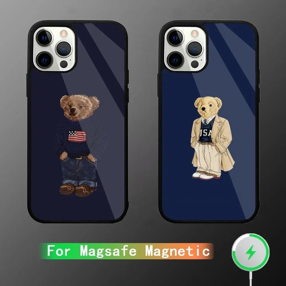 Color: GRAY, Material: ABS - Baron F-Filou Bear Fashion Phone Case For iPhone 15,14,13,12,11,Plus,Pro,Max Mini Magsafe Magnetic Wireless Charging
