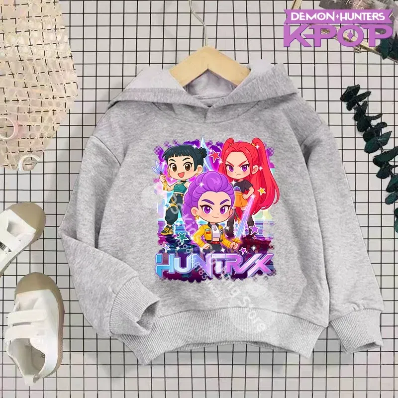 Color: Silver, Kid Size: 3T - 2025 KPop Demon Hunters Hoodie Fashion Rumi Sweatshirt Pullover Cute Long Sleeve Autumn Boys Girls Cartoon Y2K Hoody Sportswear