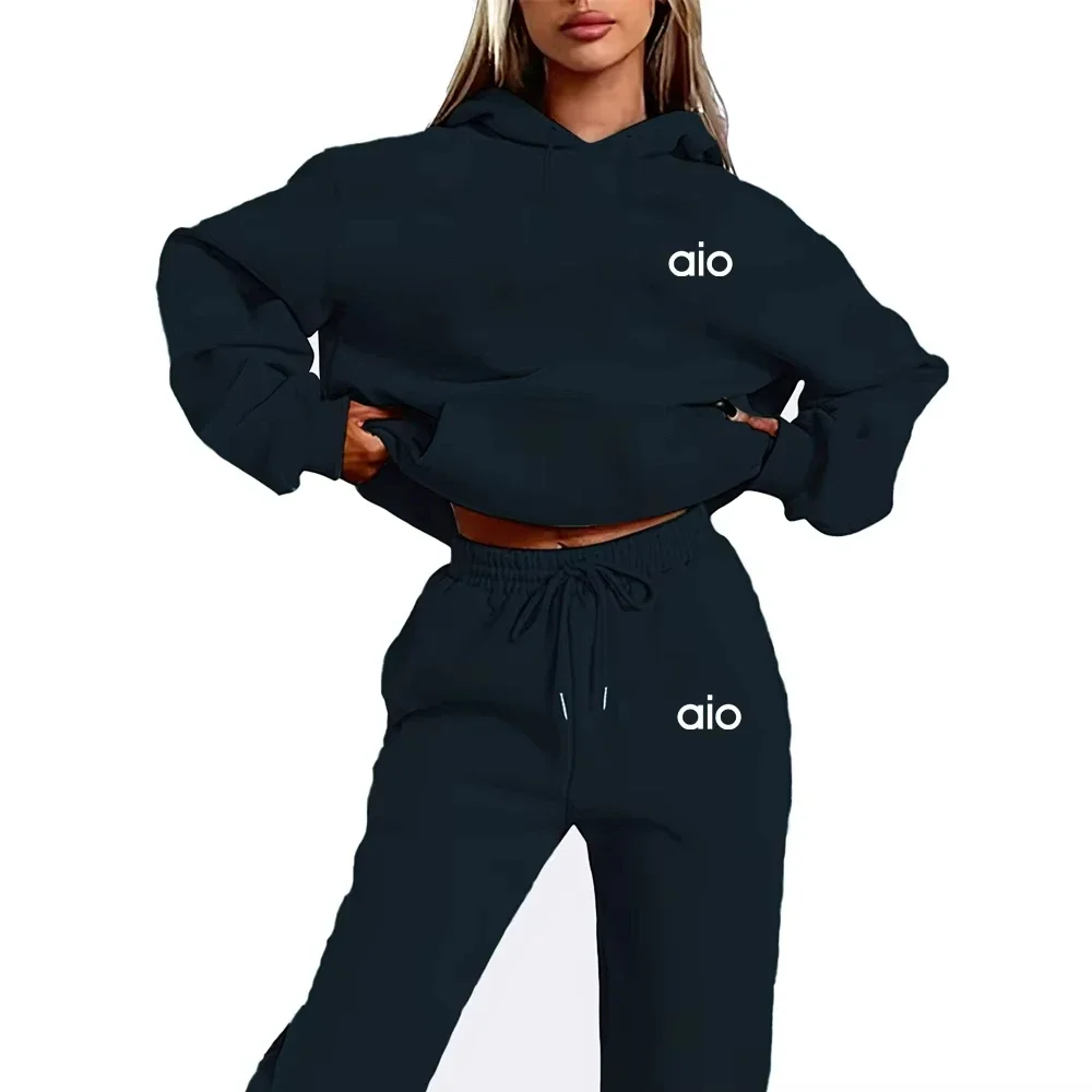 Color: Khaki, Size: XXL, Ships From: CHINA - 2025 Autumn Winter Women's Sets 2pcs Hoodies Pants Suit Sports Outfits  Letter Print Aesthetic Clothes Ladies Tracksuit