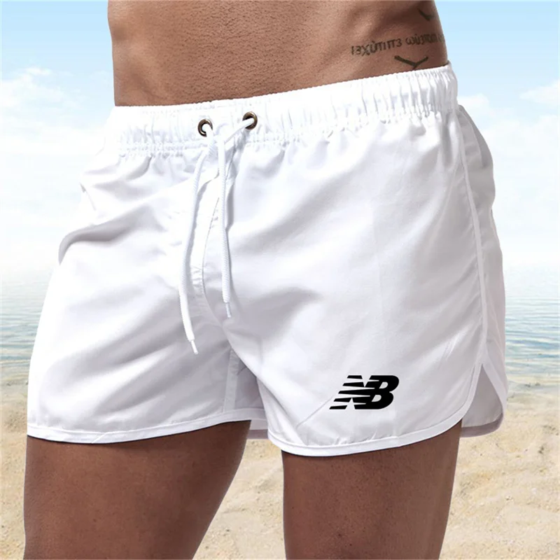 Color: Turquoise, Size: S - Letter B Summer men's luxury beach pants clothing quick dry gym jogging sexy shorts vacation casual swimming trunks