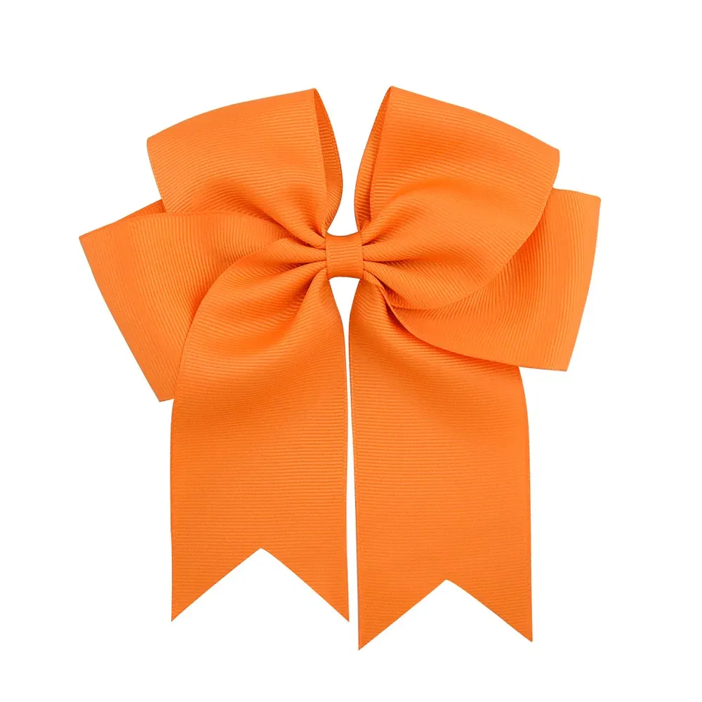Color: Yellow - 6 Inches Colorful Elegant Hair Bows With Clip Kids Girls Grosgrain Ribbon Hair Clip Hairgrips Headwear Baby Hair Accessories