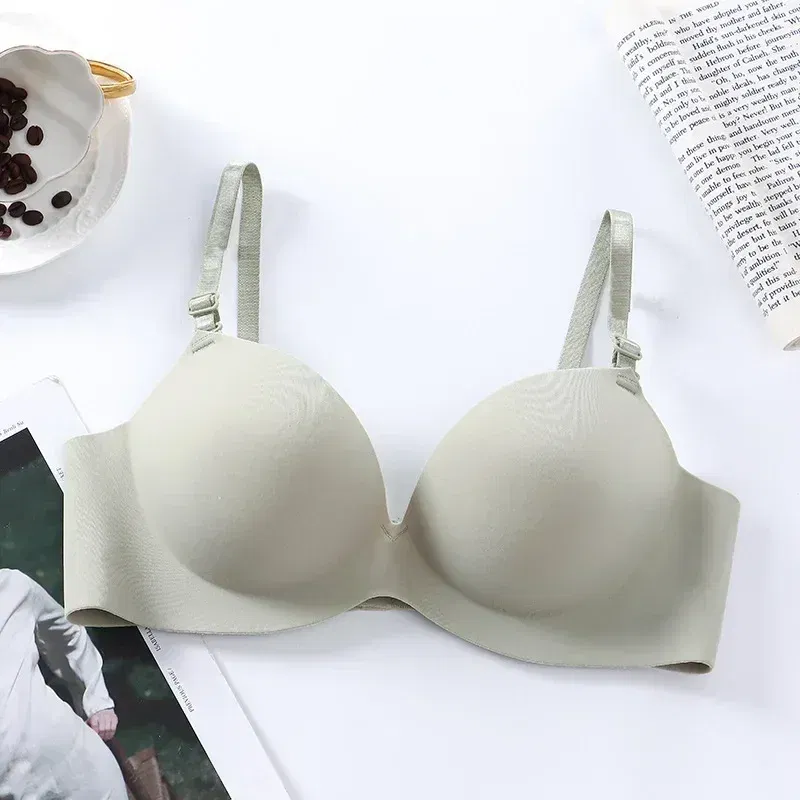 Color: green, Bands Size: 34, Cup Size: A - Women Seamless Bra Sexy Push Up Bralette No Wire Girls Students Breathable Lingerie Fashion 3/4 Cup Wireless Female Lingerie