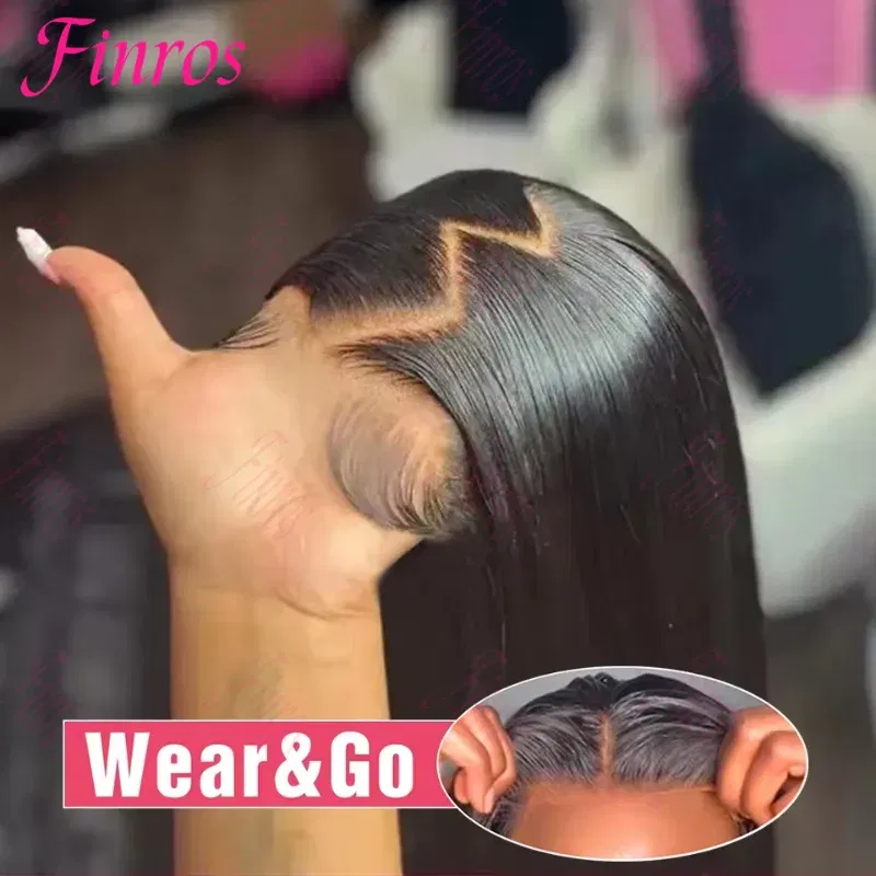Hair Color: #1, Density: 180%, Ships From: CHINA, Stretched Length: 18inches - Glueless Wear and Go Bone Straight Lace Front Wigs 4x4 5x5 Pre-Cut Lace Wig Human Hair Ready To Wear Lace Closure Wig For Women