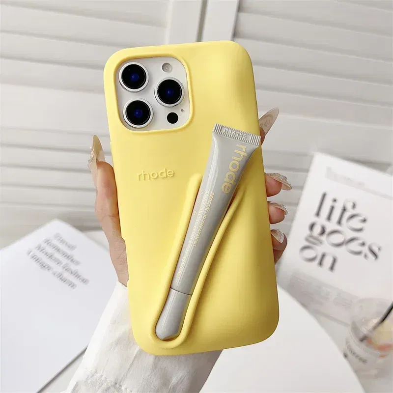 Color: Clear, Bundle: Bundle1, Material: Nylon - Phone Case For iPhone 12 13 14 15 16 Pro Max Plus 17 Air Portable Lip Gloss Holder Lipstick Silicone Soft Bumper Cover Lip Glaze
