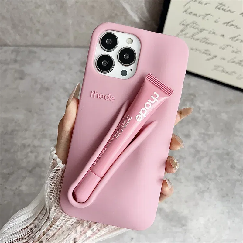 Color: Clear, Bundle: Bundle1, Material: Nylon - Phone Case For iPhone 12 13 14 15 16 Pro Max Plus 17 Air Portable Lip Gloss Holder Lipstick Silicone Soft Bumper Cover Lip Glaze