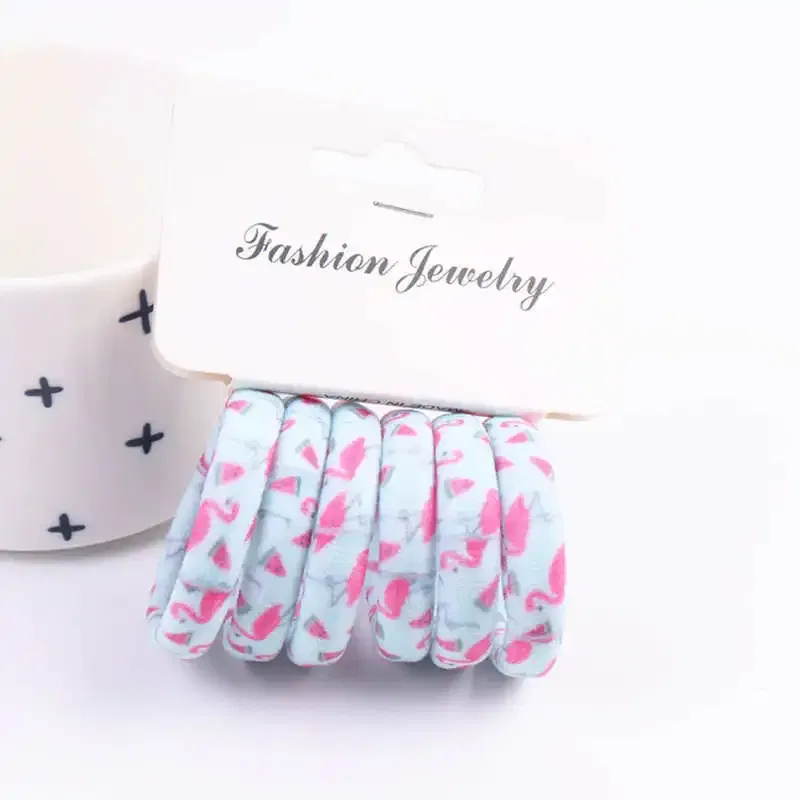 Color: GRAY, Ships From: CHINA - 6PCS/Sett Cute Girls Elastic Hair Bands Scrunchies Ponytail Holder Rubber Bands Hair Ties Sweet Kids Hair Rope Hair Accessories