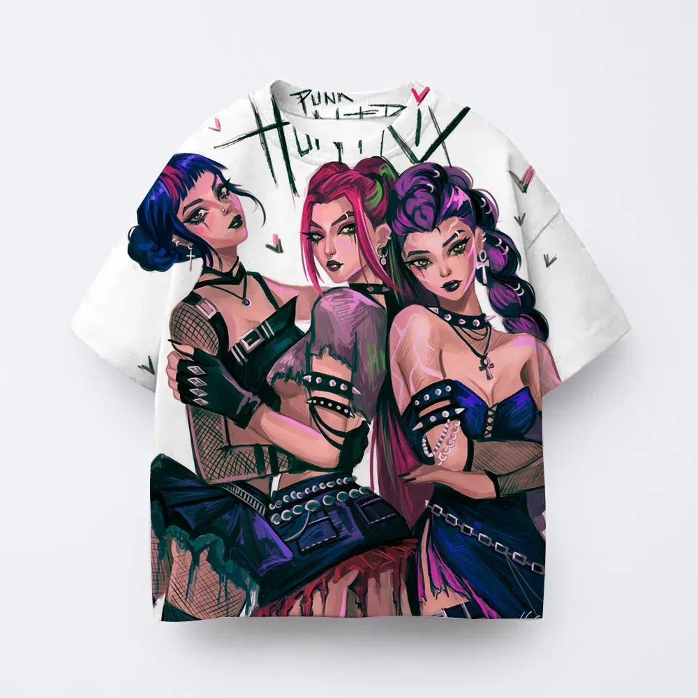Color: Blue, Kid Size: 4 - Toddler Girl Clothes Kpop Demon Hunters Cartoon Tee Shirt Funny Gift for Fans Harajuku Cool Kids T-shirts Cotton Summer Tops
