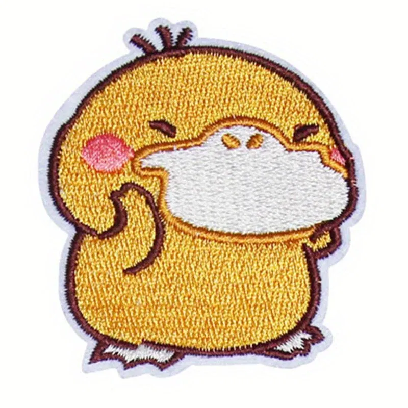 Color: Black Nickel - Anime Game Cute Duck Patch for Clothing Cartoon Animals Badges Iron On Patches Sewing Fabric Patch Stripes Diy Patch Sticker